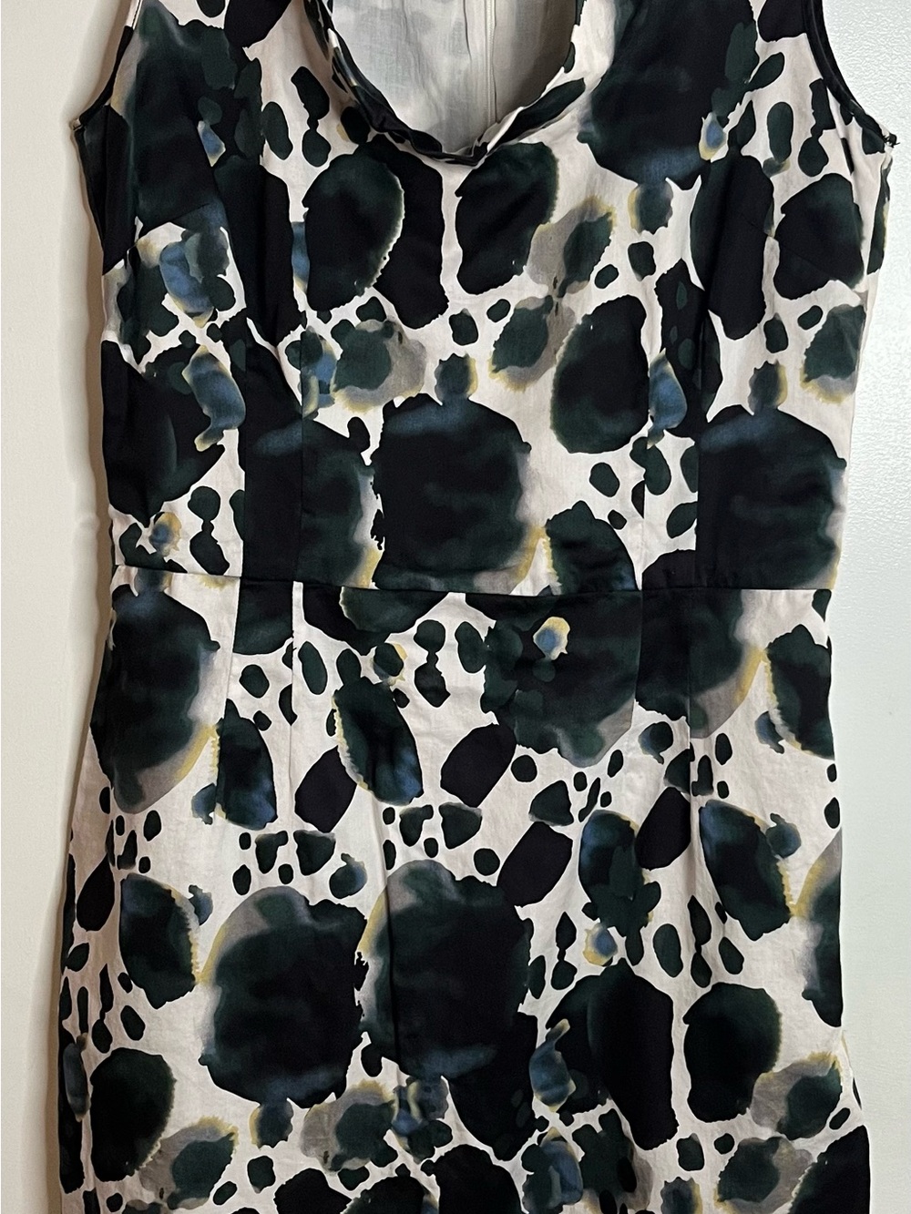 Mark New York Sleeveless Midi Dress in Black, White & Green Spot Print
